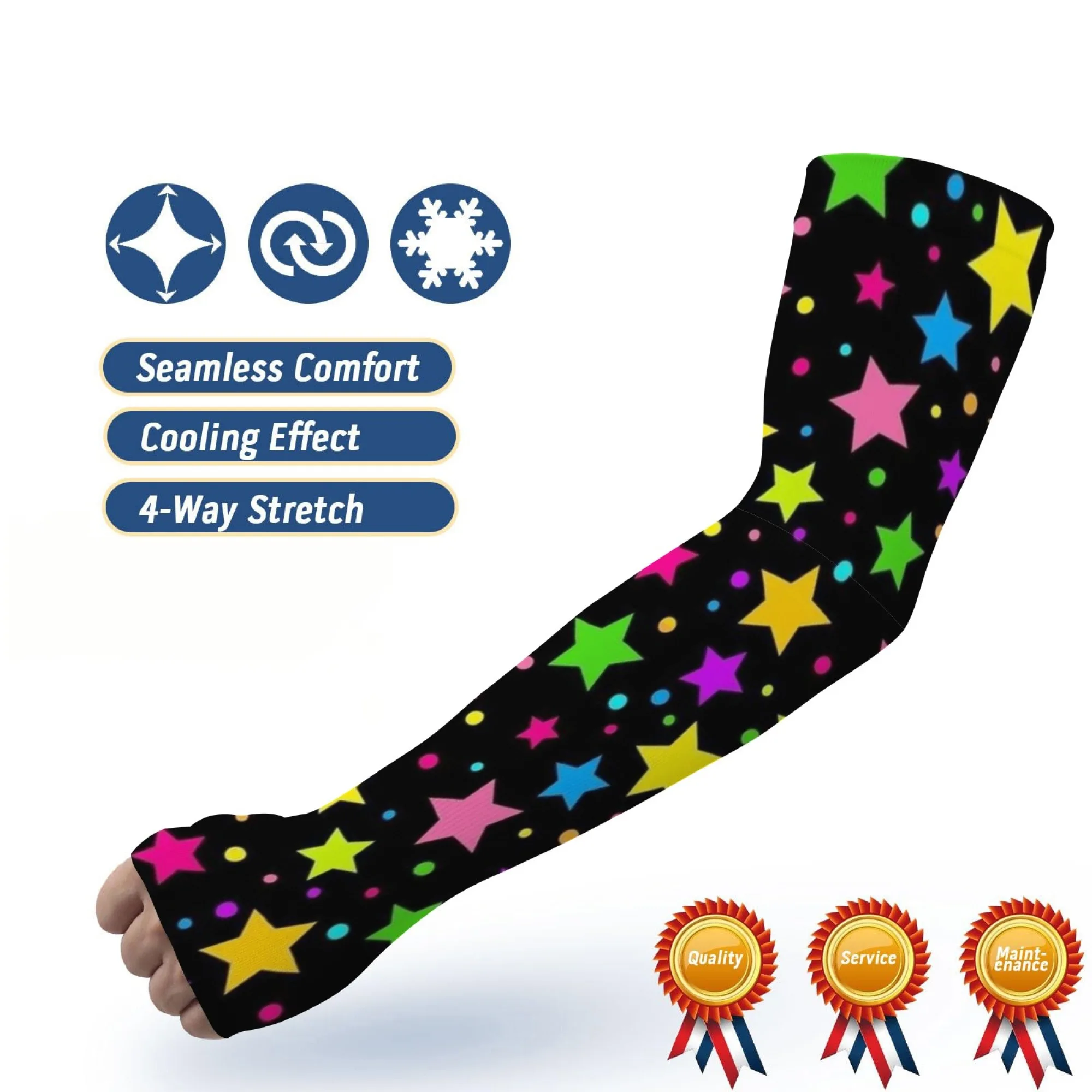 Star Printed Sleeves Casual Summer Sports Outdoor Sun Protection Breathable Cooling Arm Sleeves Novel Compression Sleeves Gift