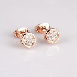 Hypoallergenic Rose Gold Plated White Gems Crystal Stud Earring Classic Engagement Wedding Stud Earrings Bridesmaid Jewelry