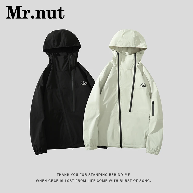 Mr.nut Windproof Camping Jacket Men Hooded Spring Autumn Waterproof Outdoor Jackets Zipper Y2k Windbreaker Women Loose Clothing