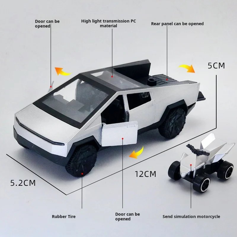 1:36 サイバートラック おもちゃ オフロード車 ダイキャストモデルカー ビーチバイク ホビー コレクション 誕生日プレゼント 男の子向け
