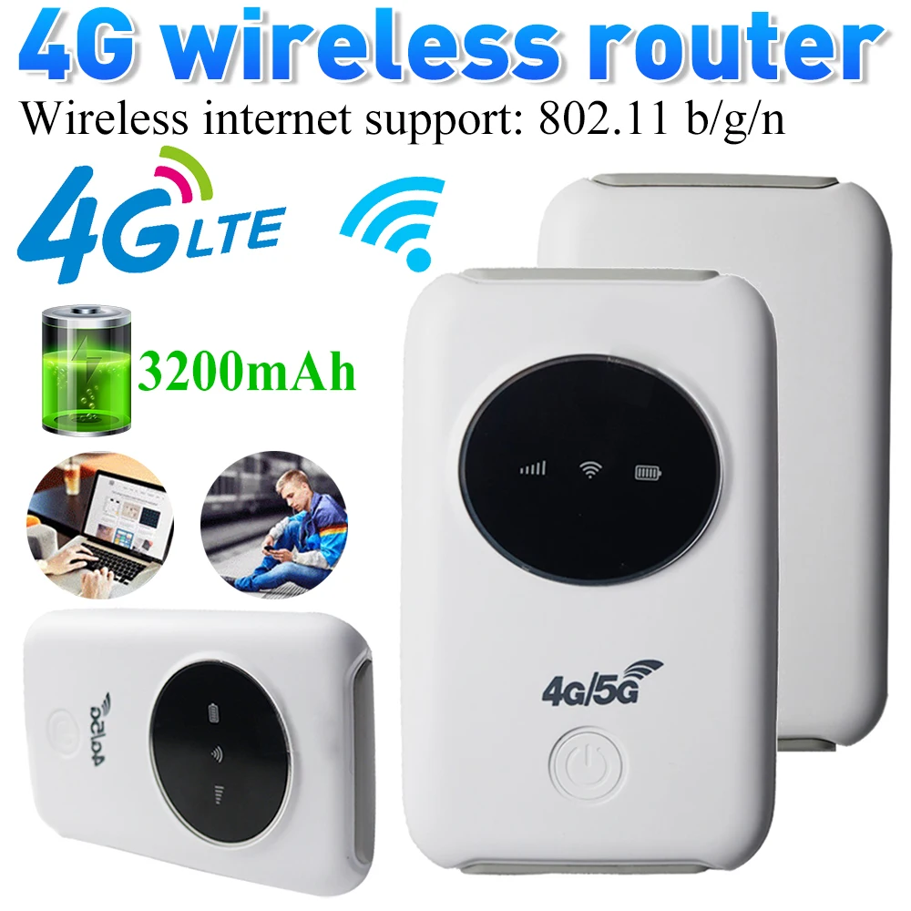 4G LTE USB WiFi Modem 300Mbps Unlocked 5G WiFi Micro SIM Card Slot Built in 3200MAh Wireless Portable WiFi Router new