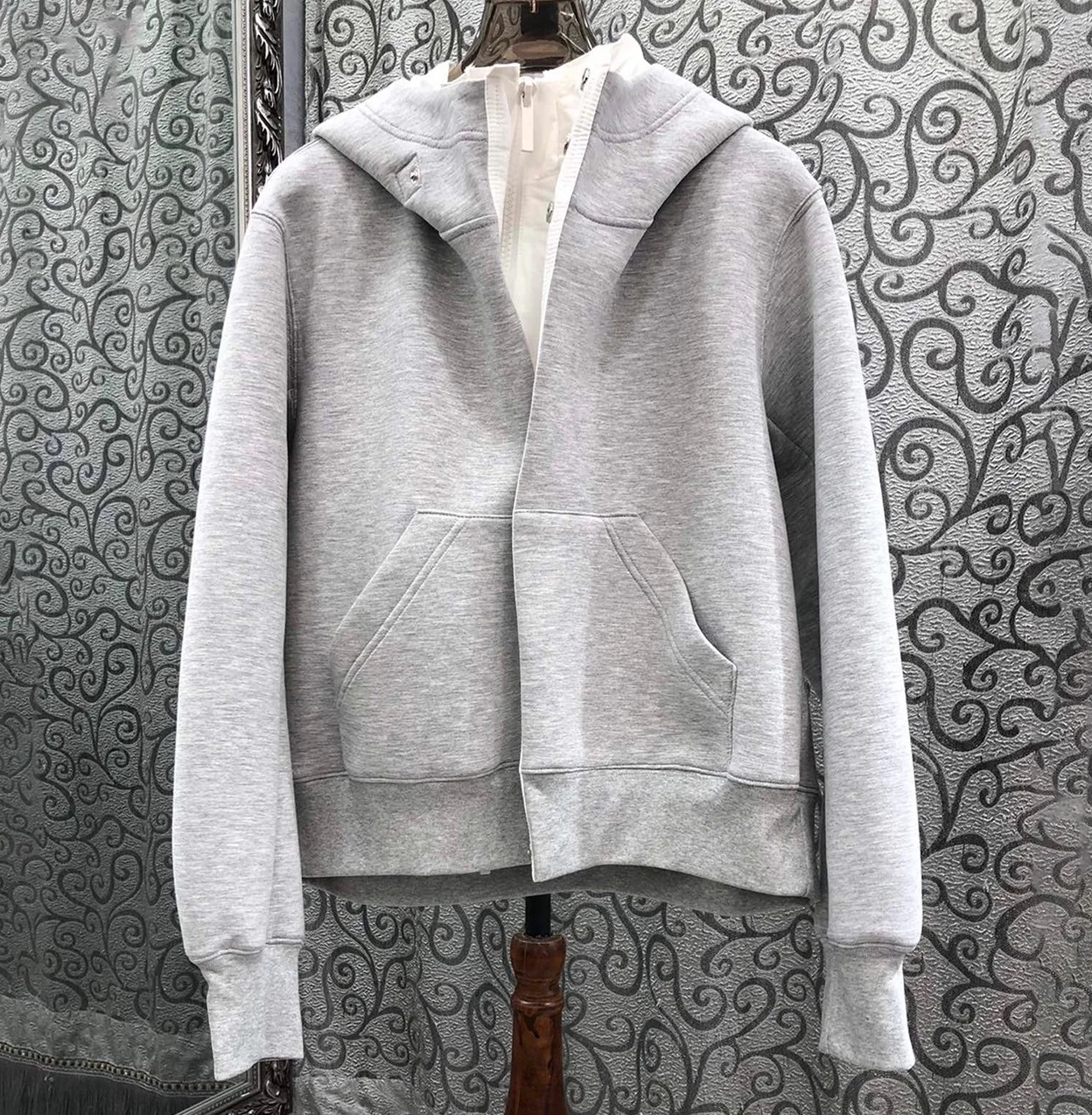 

Hooded Coat Jackets 2025 Autumn Winter Fashion Style Women Pocket Patchwork Long Sleeve Casual Grey Black Zip Coats Outerwear