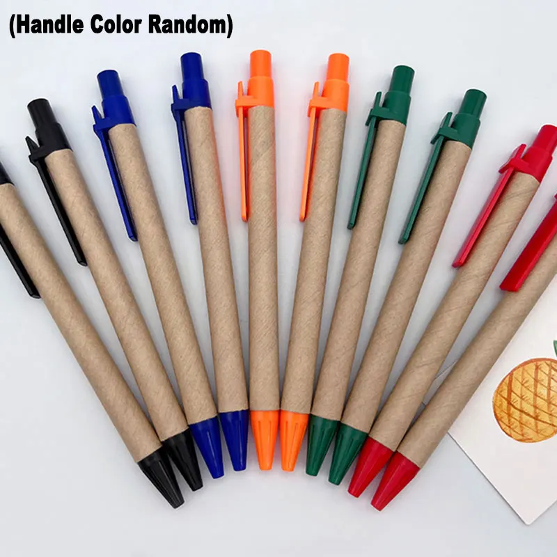 

20/30/50/100Pcs Set Eco-friendly Kraft Paper Ballpoint Pen 1.0mm Tip Blue Black Office Writing Stationery Signature Oil Ball Pen