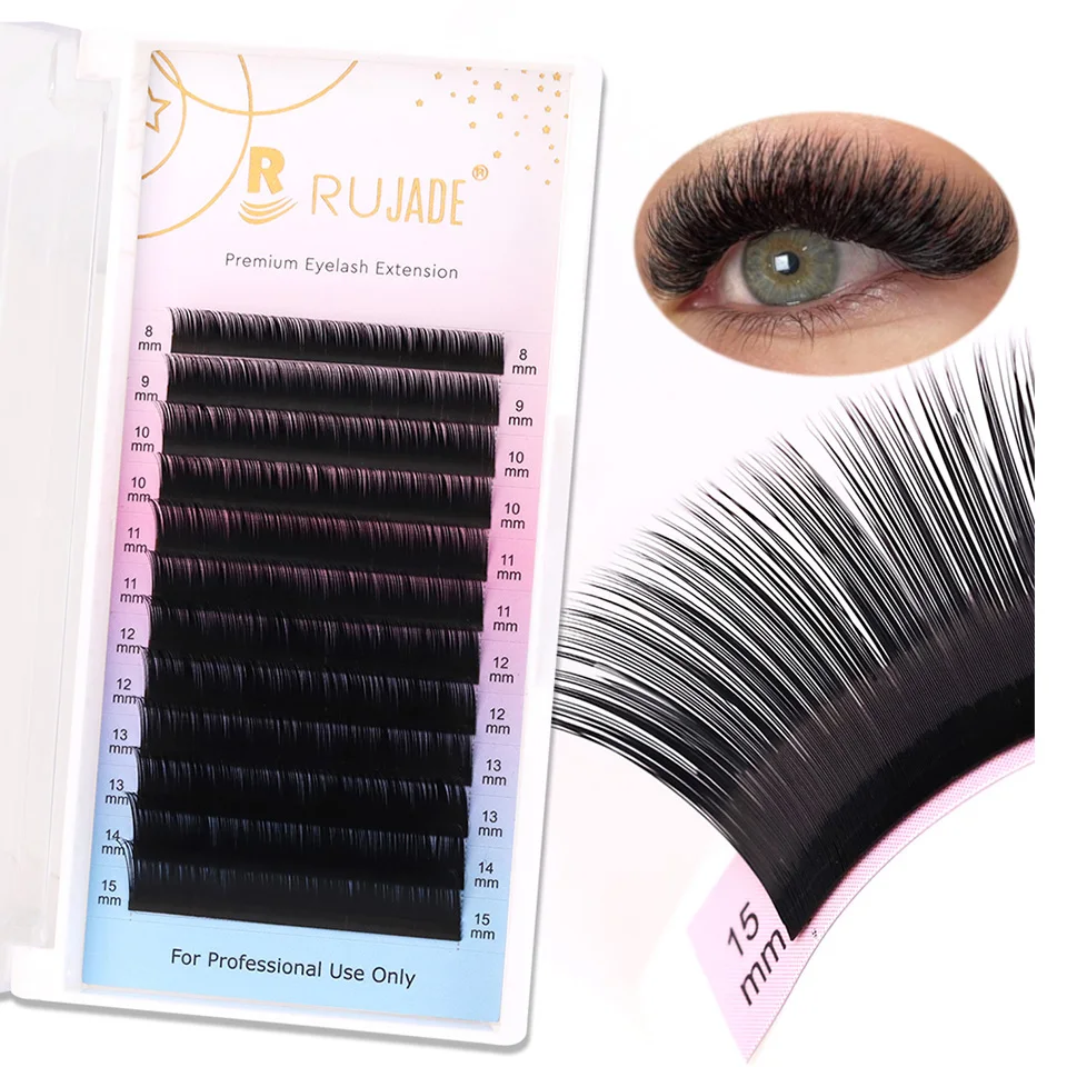 

RUJADE Cashmere Eyelash Extension 0.03/0.05/0.07/0.10 Classic Individua Lash Extension Matte Dark Long/Short Volume Eyelash Tray