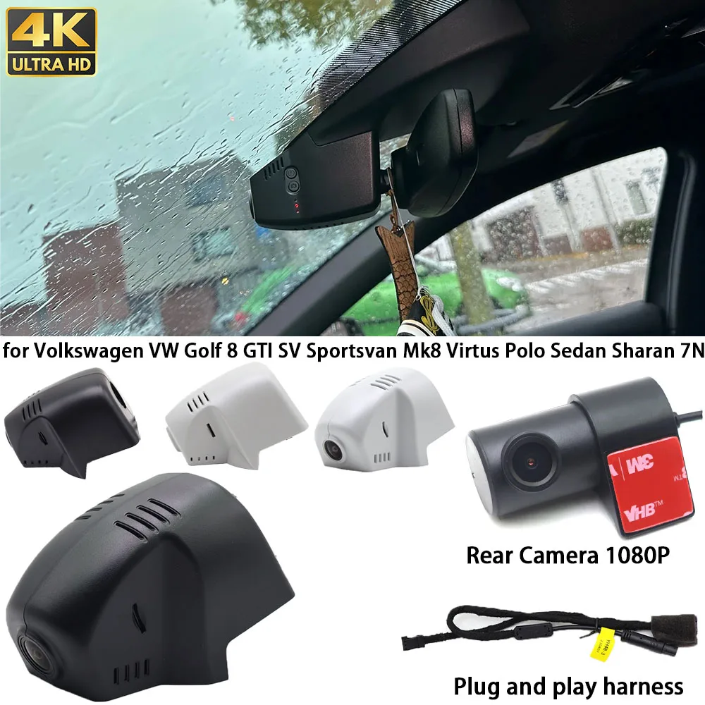 for Volkswagen VW Golf 8 GTI SV Sportsvan Mk8 Virtus Polo Sedan Sharan 7N Dash Cam Front Rear Camera DVR Plug and Play Recorder