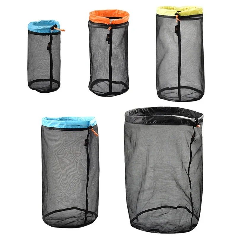 S~XXL Ultralight Mesh Storage Bag Drawstring Bags High quality Outdoor Stuff Sack Traveling Organizer Hiking Tool