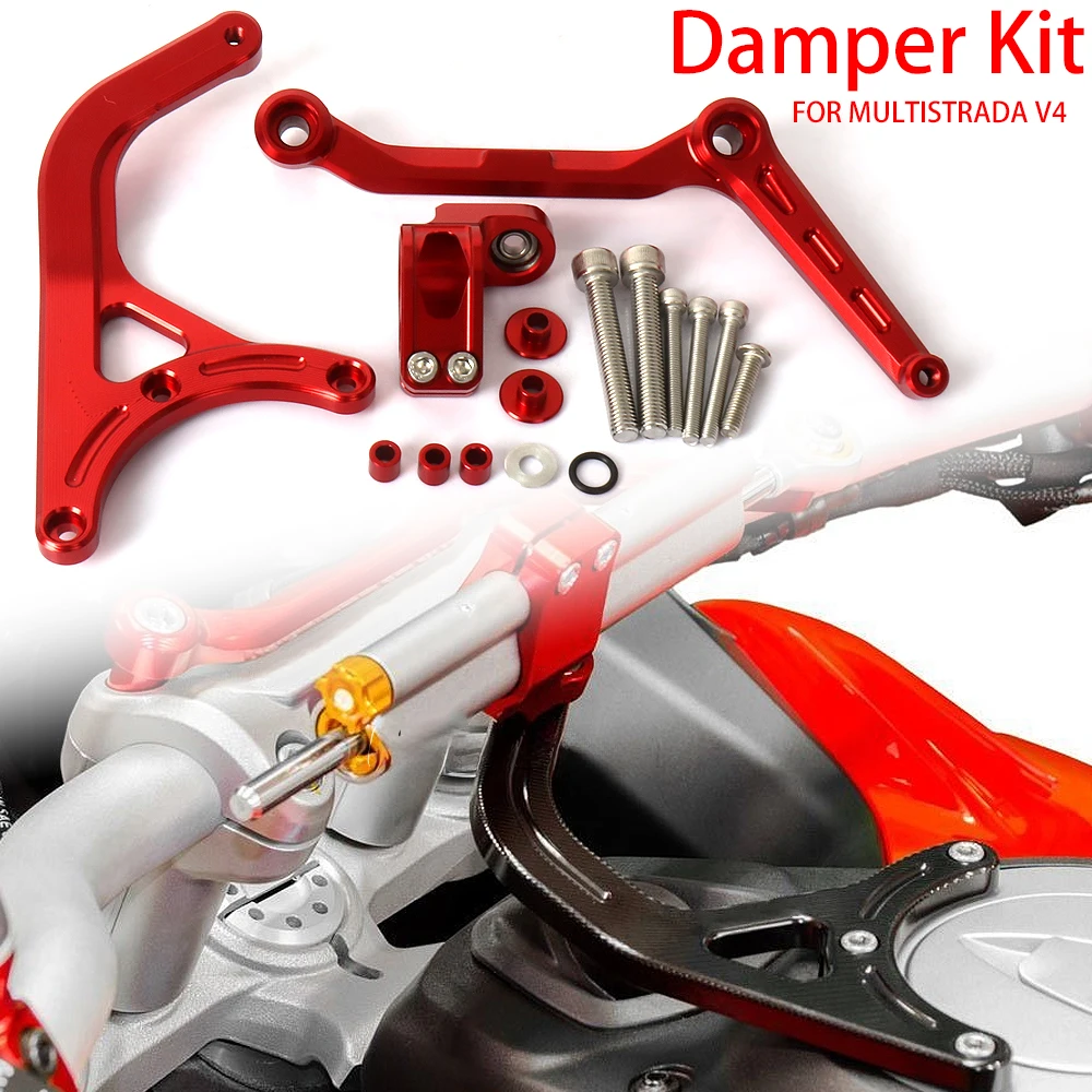 

New With Logo Steering Stabilize For Ducati Multistrada V4 RS 2024 MULTISTRADA V4 S Pikes Peak Damper Mounting Bracket Kit