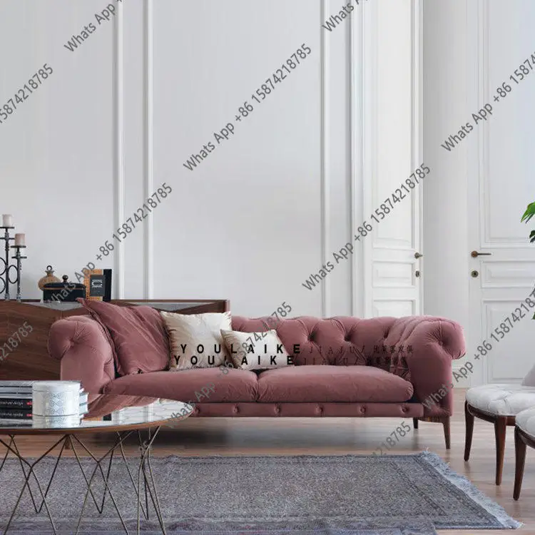 

American velvet bra buckle sofa Nordic postmodern style designer modern light luxury double triple sofa