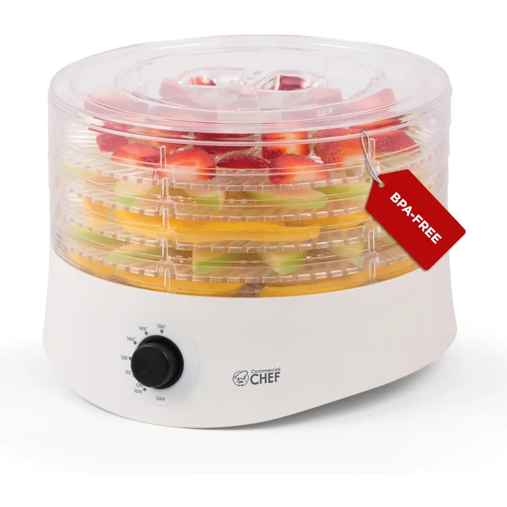 

Five Tray Food Dehydrator with Adjustable Thermostat for Meat Fruit Veggies Jerky 280W White