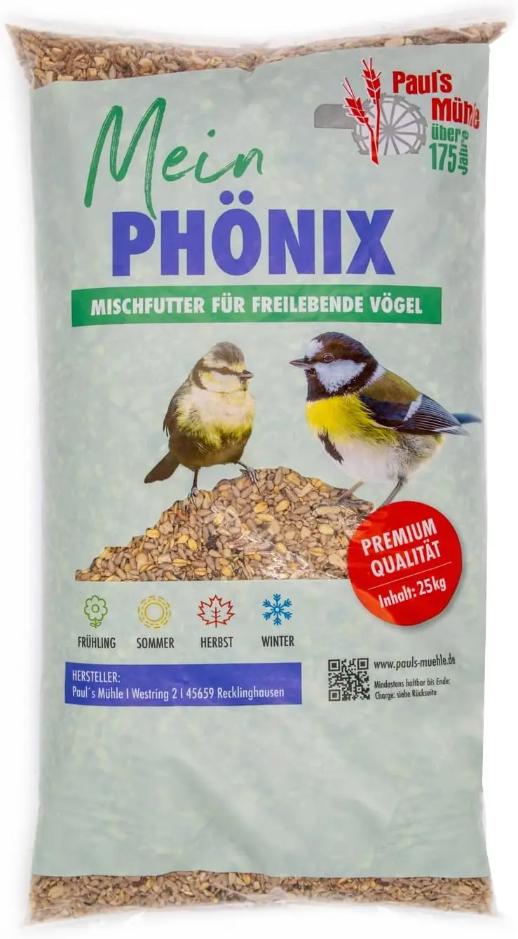aul's Mühle Wildvogelfutter, Vogelfutter ideal für Brutzeit und Zucht, Phönix, 25 kg