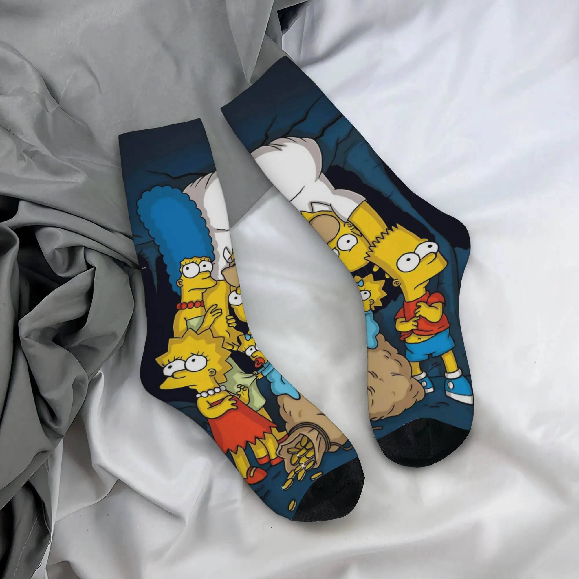 Winter Warm Retro Men's Women's Cartoon S-Simpsons Socks  Breathable Basketball Socks