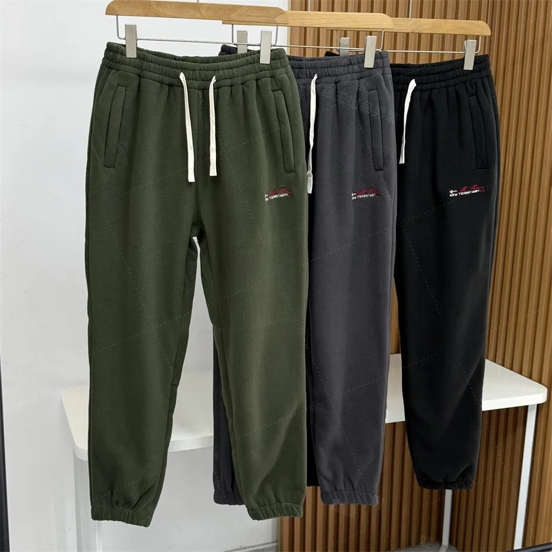 

Мужские модные утепленные флисовые брюки из овечьего вельвета прямого кроя, повседневные спортивные длинные брюки для осенне-зимнего сезона