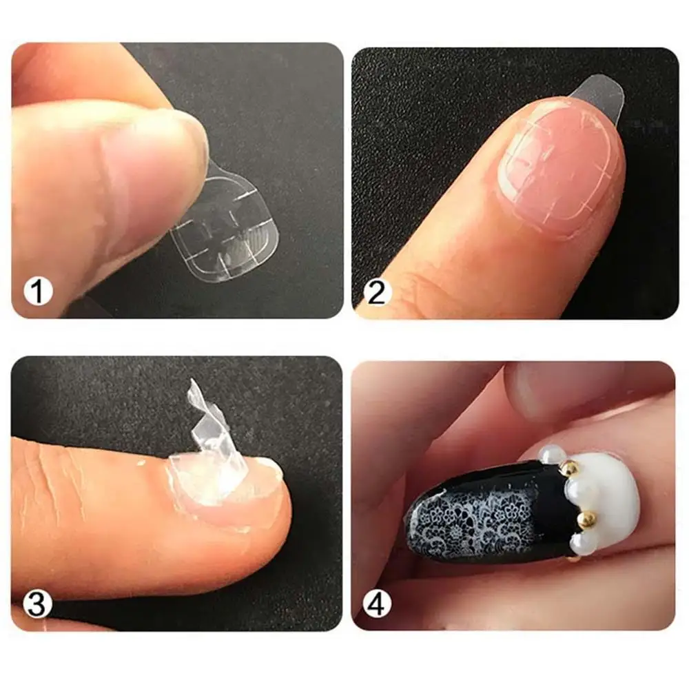 Kosmetyczne DIY Przezroczyste Sztuczne Paznokcie Końcówki Dwustronne Naklejki Narzędzie do Przedłużania Taśmy Klejące