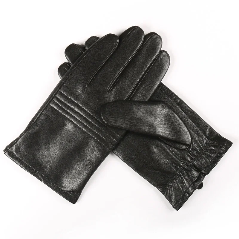 GOURS Winter Real Leather Gloves Men Black Genuine Goatskin Touch Screen Glove Fleece Lined Warm Soft Driving Fashion New GSM029