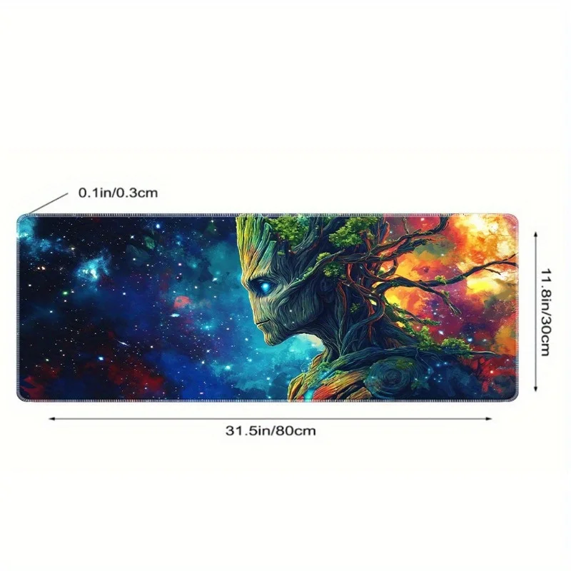 Groot Gaming Mouse Pad - Vibrant Cosmic Design with Superhero Groot, Ideal for Office & Gaming Setup, Rubber Base, Durable & Smo