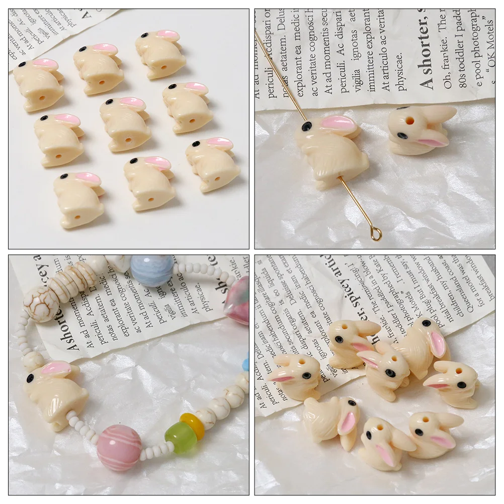 

10pcs Resin Rabbit Beads for Jewelry Making DIY Earrings Necklace Bracelet Materials Cute Bunny Charms Handmade Accessories