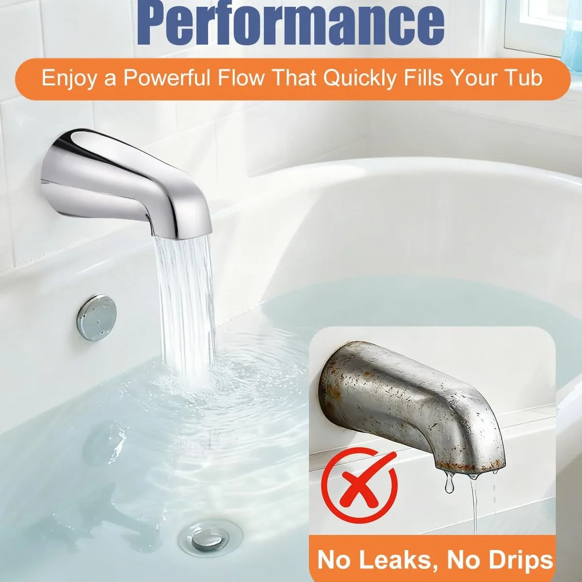 Bath faucet for 1/2 inch copper tube 1/2 inch IPS and 3/4 inch IPS bath faucet
