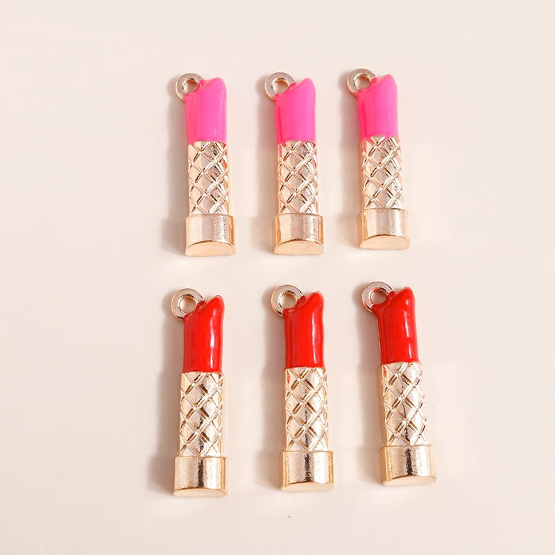 Duarte 20 Stück/Set Niedliche Emaille-Make-up-Anhänger in Form von roten Lippenstiften für Schmuckherstellung, Ohrringe, Halsketten, DIY-Bastelzubehör – Detail 8