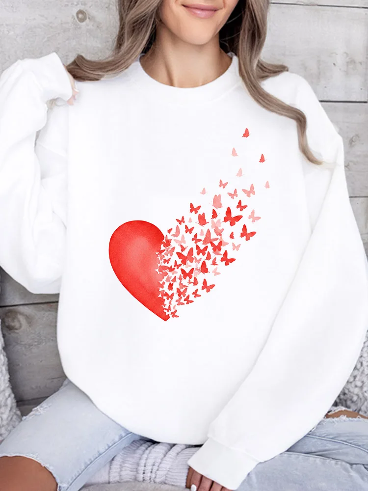 

Женская толстовка Dissipating Heart с круглым вырезом, повседневный пуловер с длинными рукавами, свободный крой, для ежедневной носки