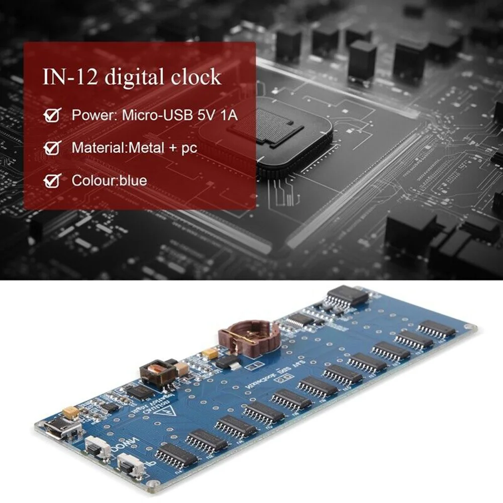 Diy In12 In-12 Nixie Tube Pcba Kit Digital Clock Beautiful No Tubes Digital Clock PCB Kit Semiconductors Actives Development Kit