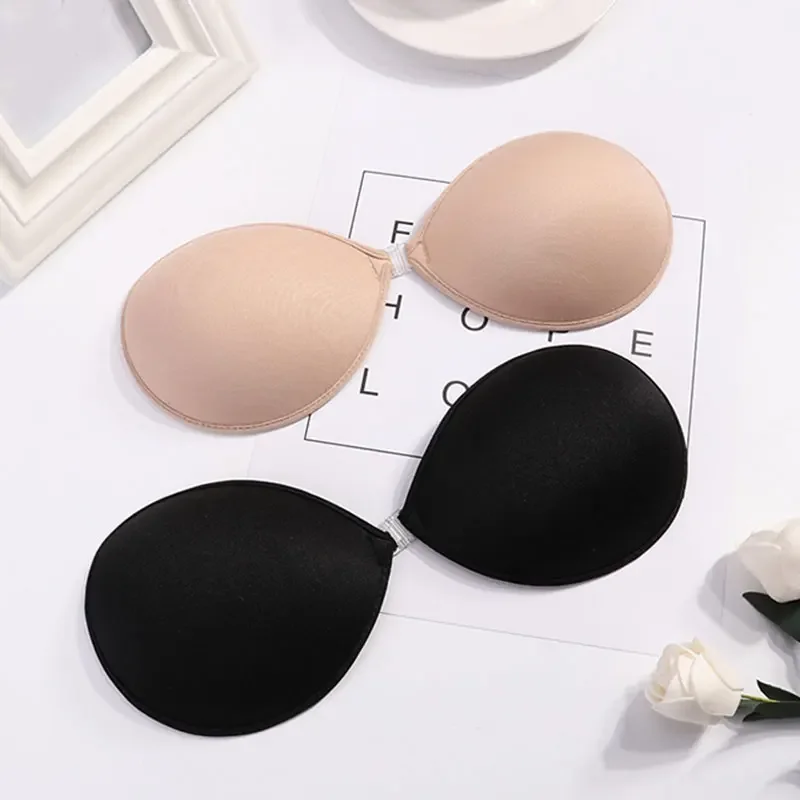 2PCS Strapless Bras Invisible Push Up Bra Silicone Brassiere Deep U Underwear Dress Wedding Party Sticky Self-adhesive