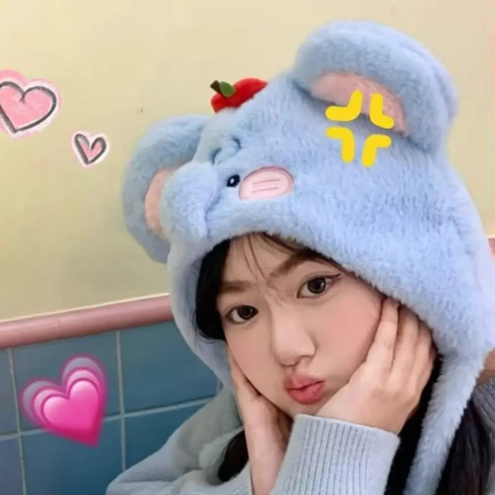 أزياء لطيف سدادات حماية الأذن قبعة الكورية نمط لينة الفيل قبعة تدفئة الدفء سميكة أفخم البلوز القبعات الخريف والشتاء