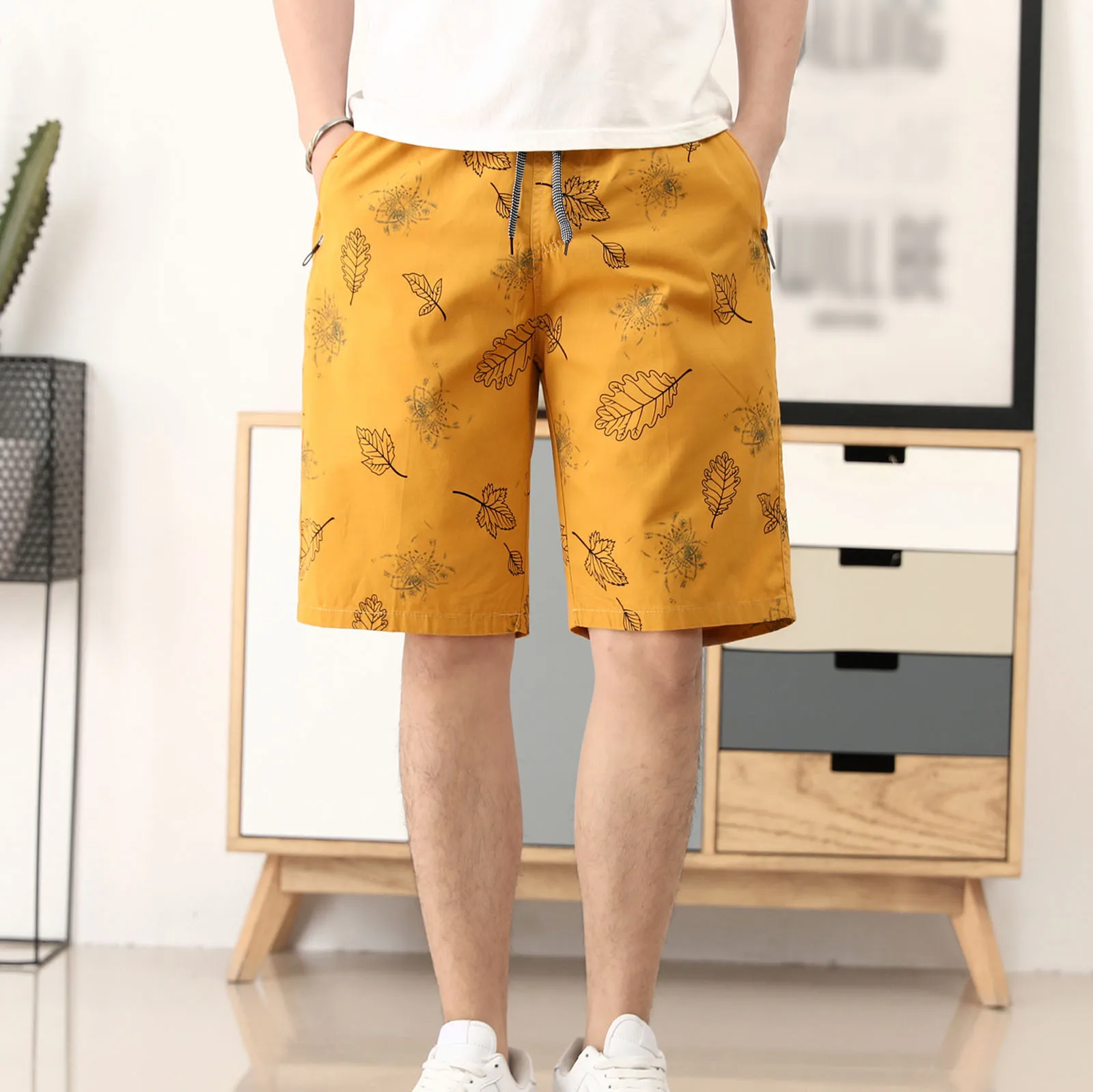 Men\'S Summer Shorts Cotton Knee Pants Golf Plaid Fashion Zipper Pocket Large Size Y2k Street Swimming Relaxed Fit Jogger Shorts