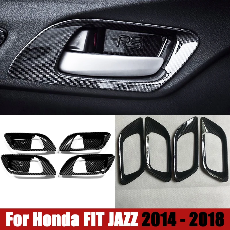 Interior Inner Door Handle Bowl Protector Frame Cover Trim For Honda FIT JAZZ 2014 2015 2016 2017 2018 ABS Car Accessories