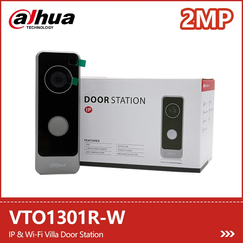 Dahua 2MP IP & Wi-Fi Villa Door Station VTO1301R-W Two–way Talk Video Intercom WDR IP65 IR Doorbell APP Ultra Slim Design