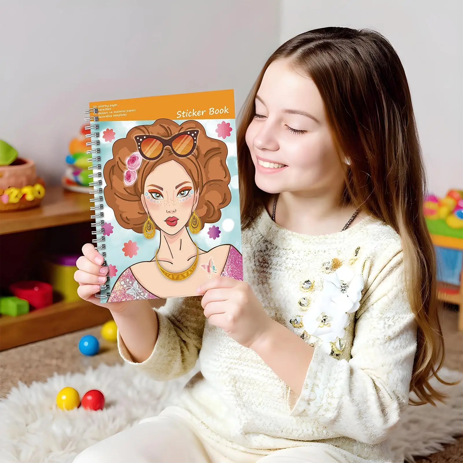 Anzieh-Stickerbuch, Aufkleber, Anzieh-Aktivitätsbuch für Kinder, lehnende Spiele, interaktiv, für Spielzeit, Vorschule, Familie, Jungen und Mädchen