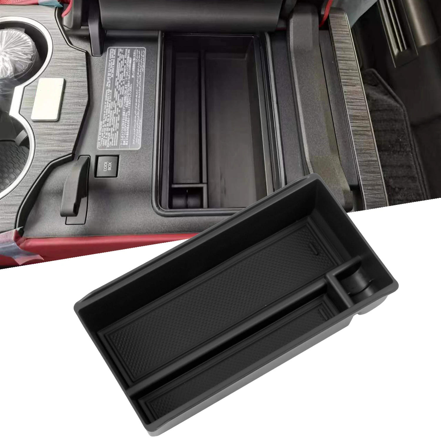 Car Organizer Tray for Toyota Land Cruiser J300 LC300 2022 2023 2024 Black Interior Center Console Storage Armrest Box Holder