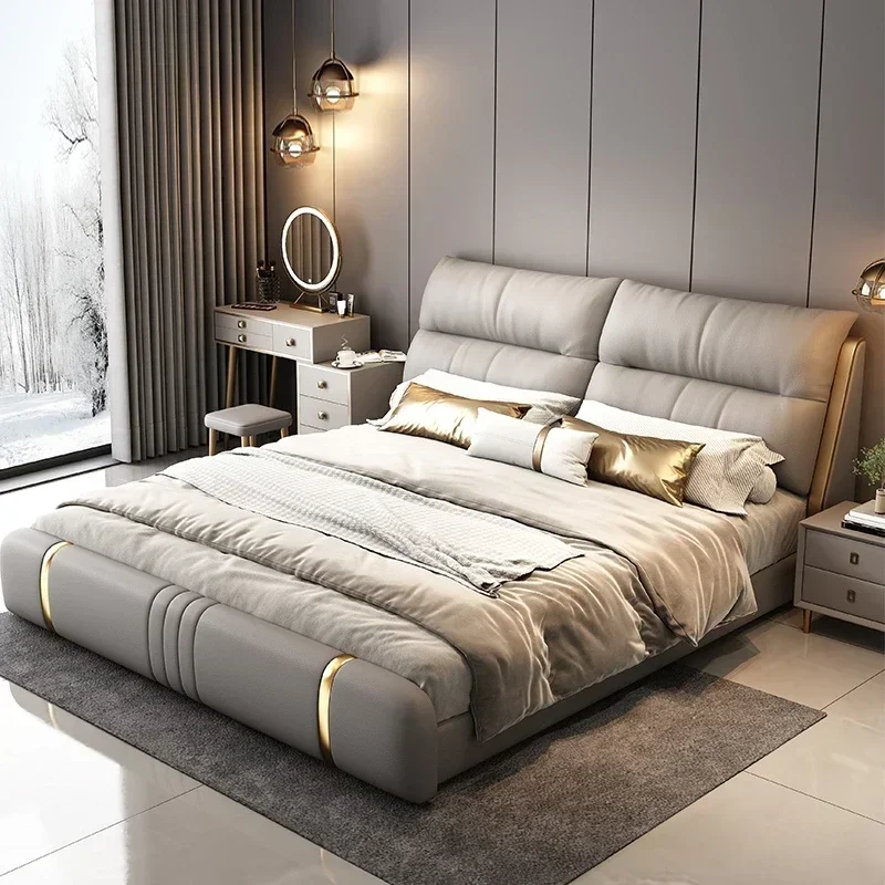 Pretty Elegant King Size Bed Modern Storage Italian Villa Bed Headboards Comferter Camas Bedroom Set