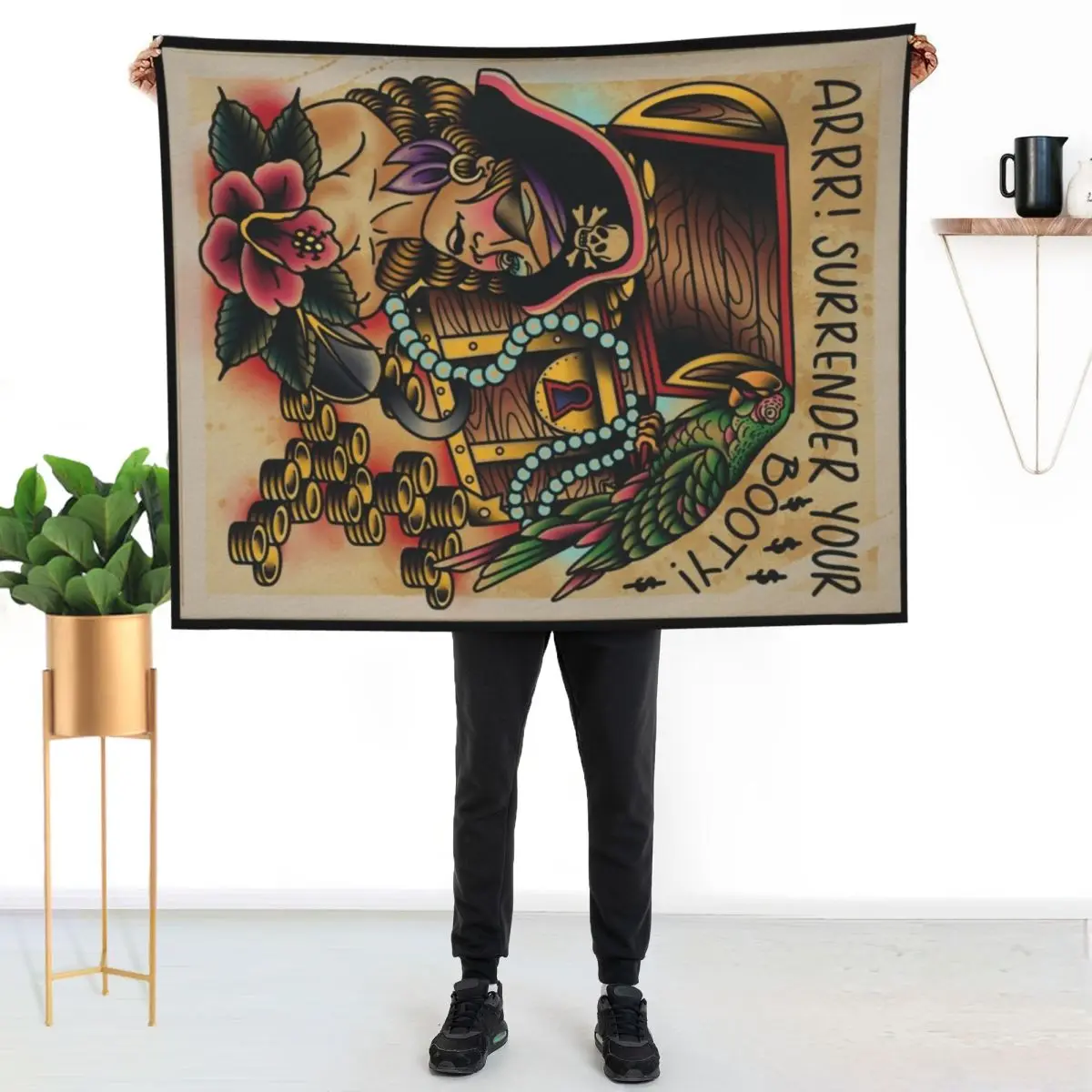 Pirate booty tip sign Throw Blanket Luxury St Shaggy Hair Decorative Beds Retros Blankets Sofas Of Decoration Blankets