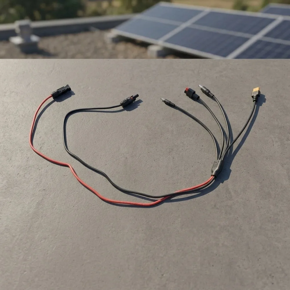 4-in-1 Solar Charging Cable with Multiple Terminal Types for Seamless Integration Between Solar Panels and Power Stations