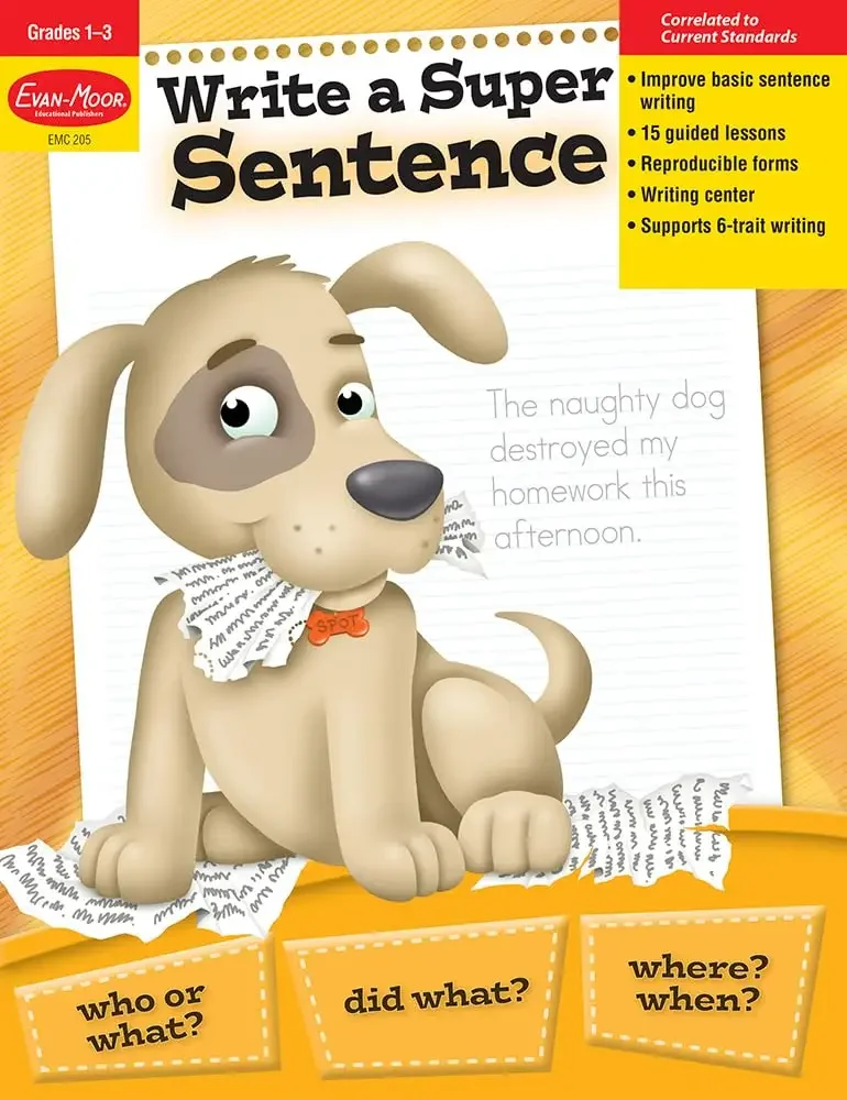 Evan-Moor Write a Super Sentence, Grade 1-3 Workbook,aged 6 7 8 9, English book 9781557996060