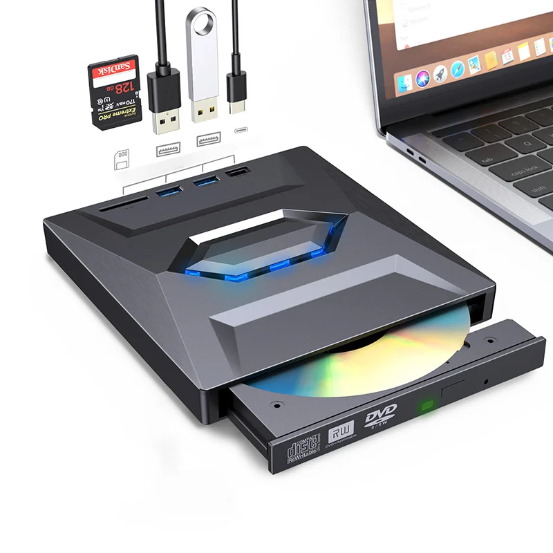 Unità esterna USB 3.0 Type-C DVD/CD/VCD/BD-compatibile con Windows, Mac e Linux