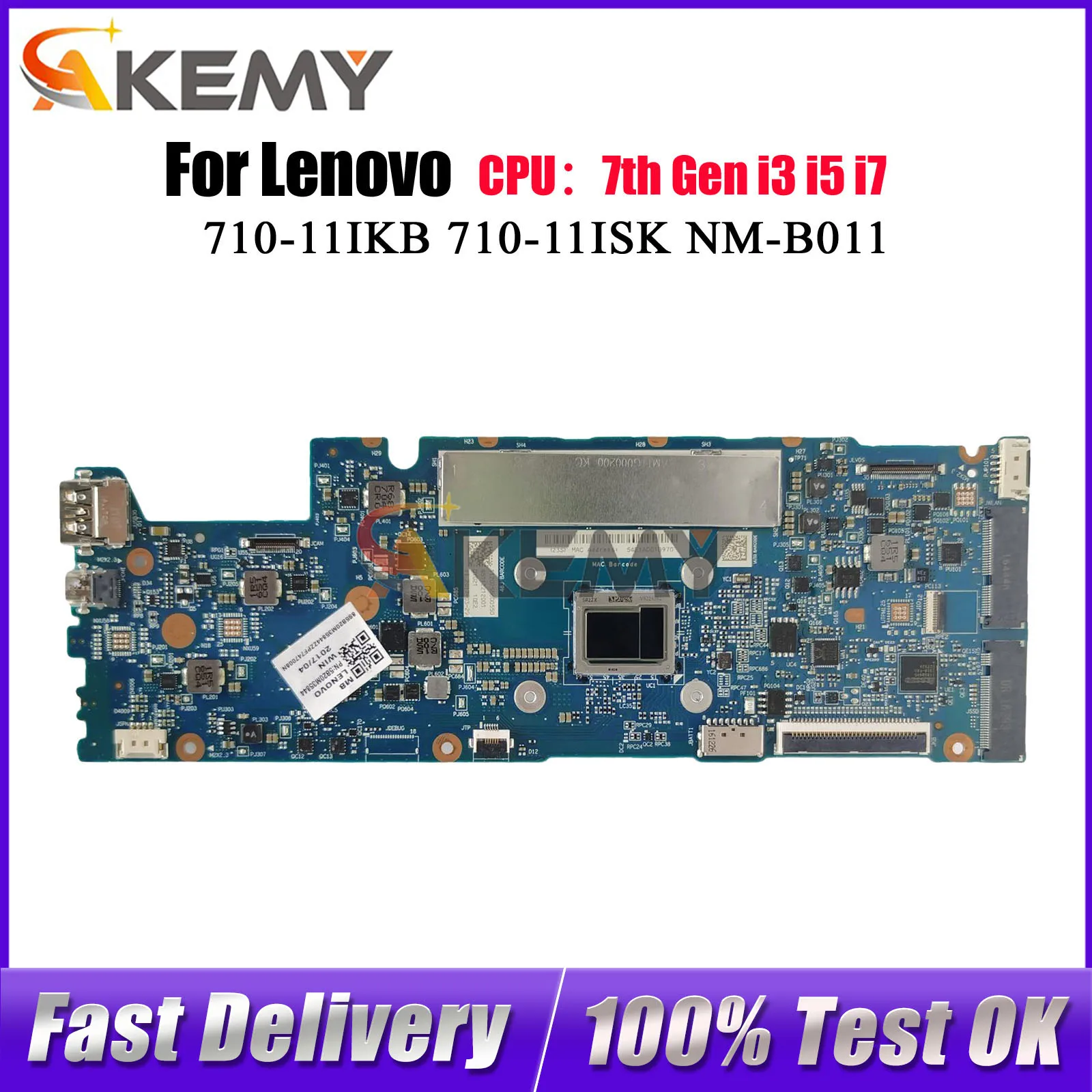 

Материнская плата для ноутбука Lenovo Yoga 710-11IKB NM-B011 с процессором M3-7Y30 I5-7Y54, 4 ГБ ОЗУ, 100% протестировано, ОК