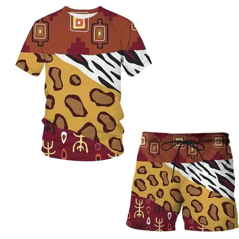 2025 ليوباردز ثلاثية الأبعاد طباعة تي شيرت رجالي وسراويل للبحر كول قطعتين مجموعة الصيف ملابس رياضية الشارع ارتداء قصيرة الأكمام مجموعة #4