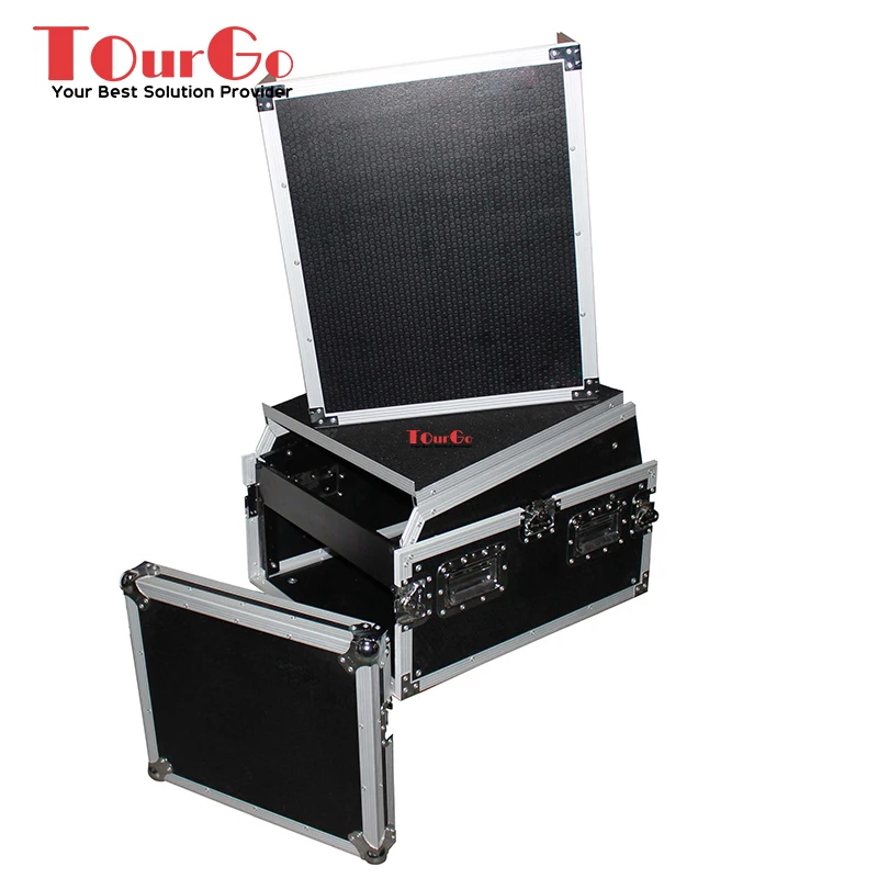6U Rack X 13U Top Mixer DJ Combo Flightcase mit Laptop-Ablage