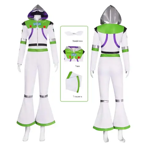 Anime buzz lightyear cosplay traje feminino bodysuit collants ternos calças superiores headwear festa de halloween uniforme sexy