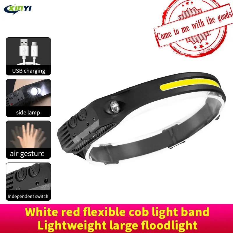 LED Induction Headlamp Camping Search Light USB Rechargeable Headlight Led Head Torch Work Light With Built-in Battery