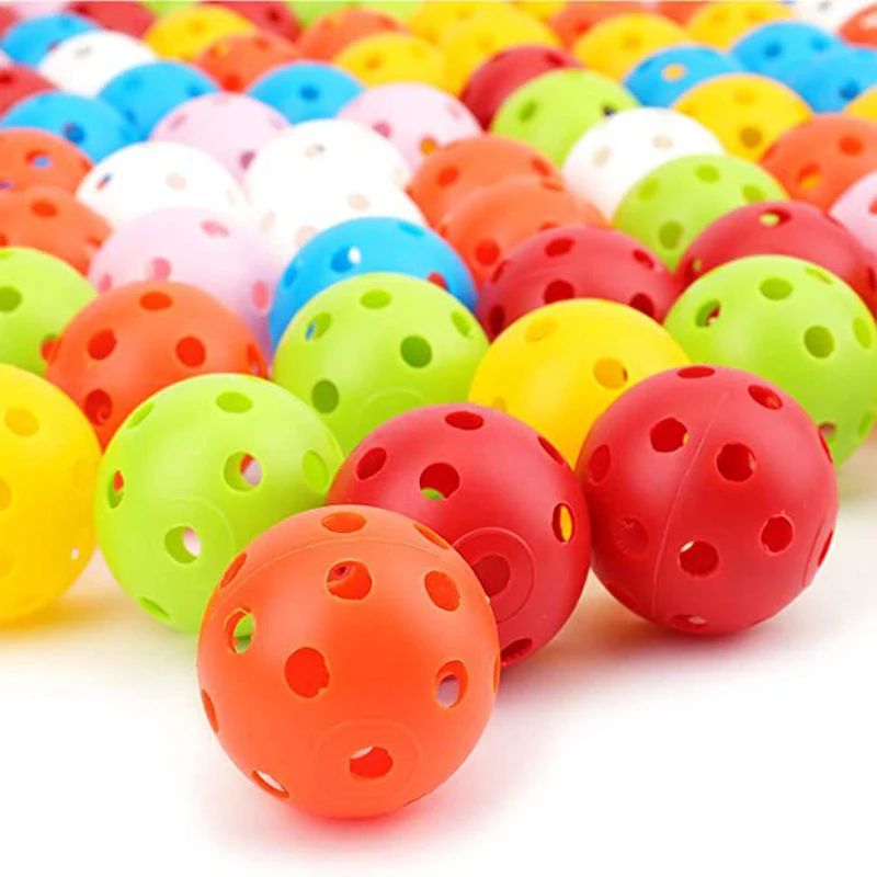 

50pcs Golf Practice Ball 42mm 26 Hole Indoor Plastic Golf Ball PE Material Children's Hole Toy Ball Discount50%Off