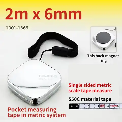 Tajima 1001-1664 1001-1665 1001-1666 1m 2m 3m Mini magnetisk bärbar stållinjal med metriskt måttband Måttband 8 best sales meter tajima - №4