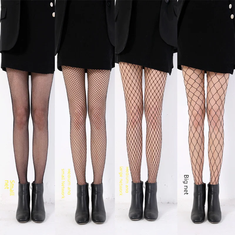 Fishnet Hollow Sexy Ins Trendy European American Mesh Black Silk Stockings Spring and Summer Pantyhose