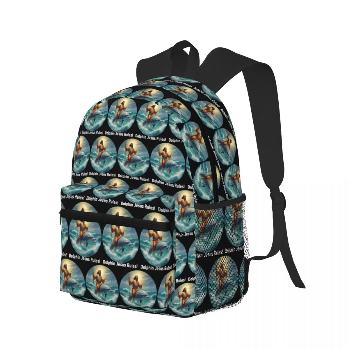 Dolphin Jesus Student Backpack School Bag Hiking Travel Daypack for Boys Girls Bookbag Shoulder Bags