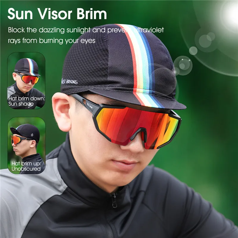 WEST BIKING Summer Cycling Cap with Brim Anti-UV Breathable Quick Dry Bike Hat Elastic Fits 52-62cm for Men Women Running Fishin