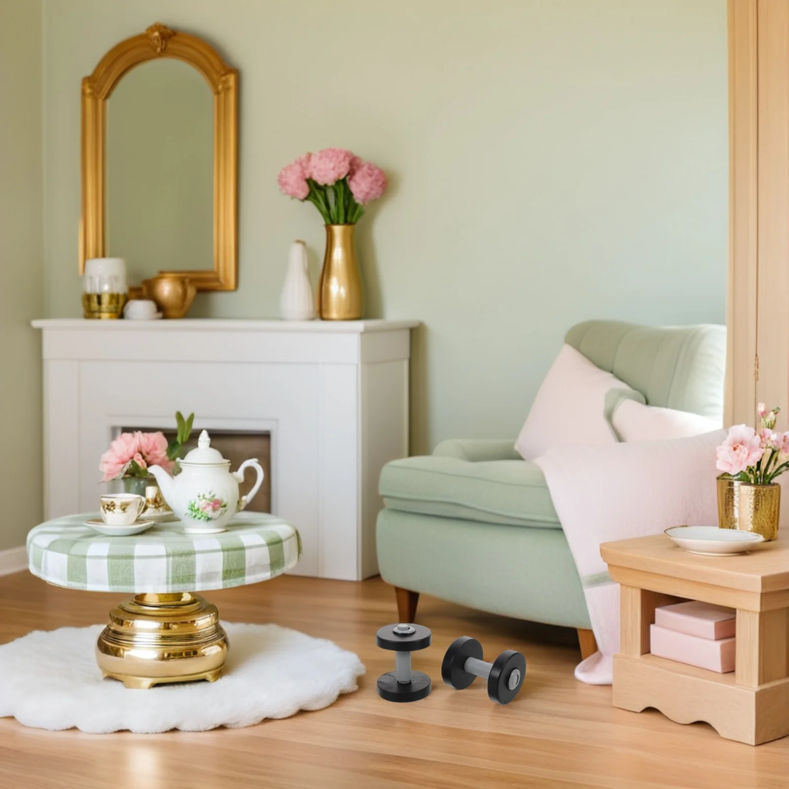 

4Pcs Mini Dumbbells Set Lifelike Mini Barbell Dollhouse Gym Room Ornament Miniature Fitness Accessories Decorative Micro