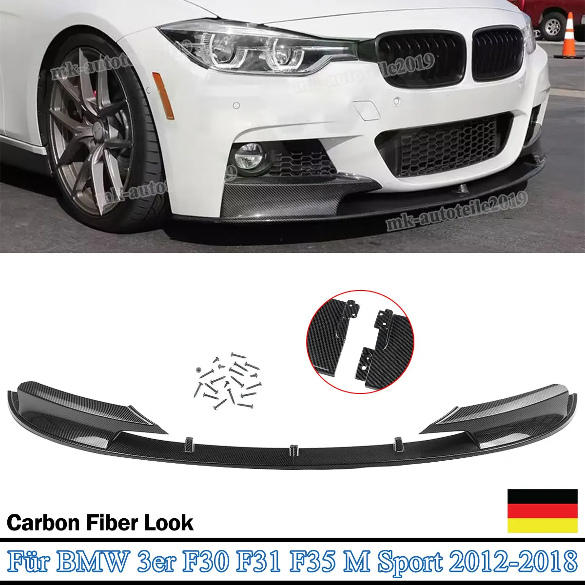 Image of Frontspoilerlippe Frontsplitter Frontschürze Spoilerlippe für BMW F30 F31 328i 335i M Sport 2012 2013 2014 2015 2016 2017 2018
