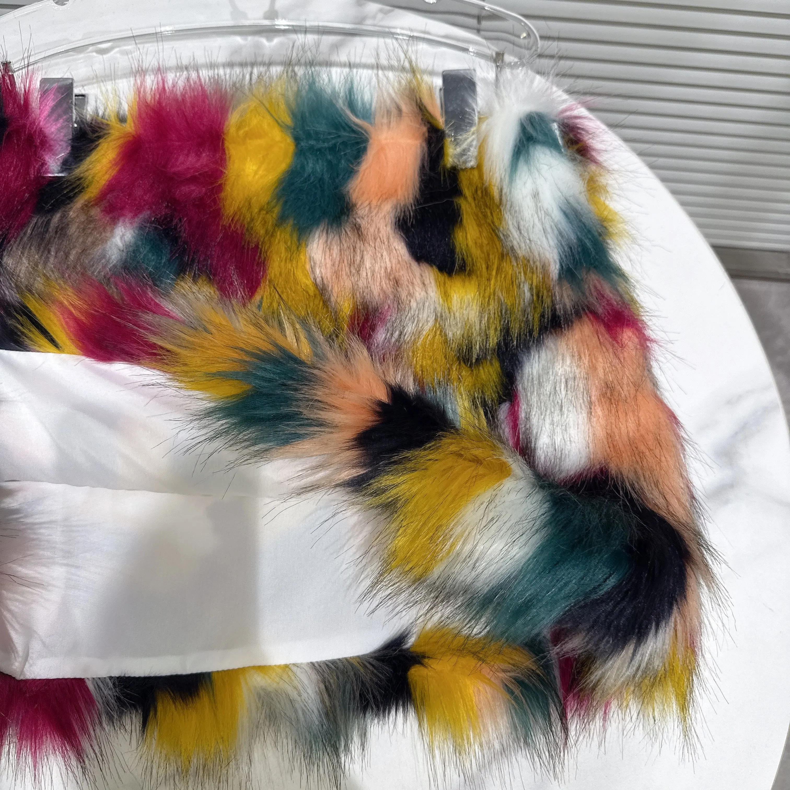 2025 Winter New Cool Colorful Patchwork Eco-Friendly Faux Fur Skirt, Short Skirt for Ladies