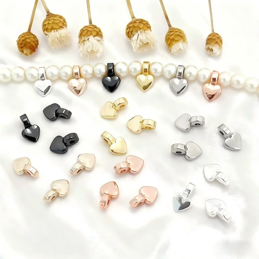 

10 PCS Gold-plated Copper Glossy Love Bead Pendant DIY Pearl Bracelet Necklace Accessories Jewelry Making Materials Wholesale